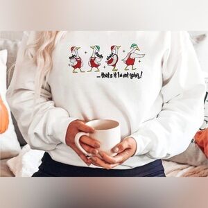 Grinch Goose Christmas Embroidered Sweater